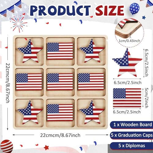 American Flag Wooden Tic Tac Toe Juego de Mesa miniatura 6
