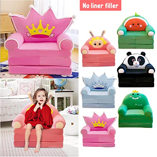 Tunkence Foldable Kids Sofa Plush 2 In 1 Toddler Chair Cover Removable Backrest Armchair Children Cartoon Sofa Bed For Living Room Bedroom Seat, No Liner Filler #TOP4