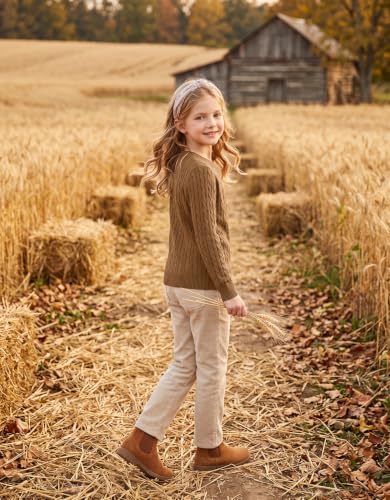 Image of Arshiner Girls Sweaters Long Sleeve Crew Neck Pullover Sweater Jumper Tops