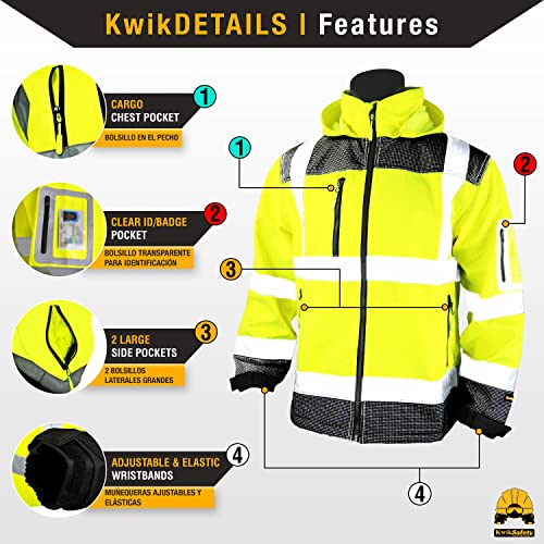 Kwiksafety - Charlotte, Nc - Galaxy Softshell Safety Jacket [Limited Edition Pattern] Class 3 Water Resistant Ansi Osha Hi Viz Gear/Yellow 2Xl #TOP3