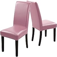 Vista 13 de YISUN Fundas para sillas de comedor, de piel sintética maciza, impermeable y resistente al aceite, funda protectora para silla de comedor