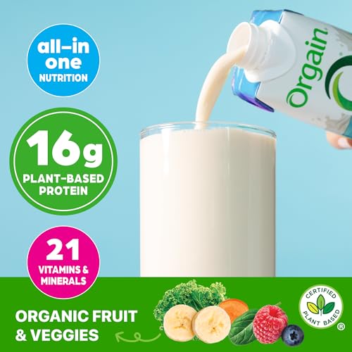 Image of Orgain Organic Nutritional Vegan Protein Shake, Vanilla Bean - 16g Plant Based Protein, Meal Replacement, 21 Vitamins & Minerals, Fruits & Vegetables, Gluten Free, Non-GMO, 11 Fl Oz (Pack of 4)