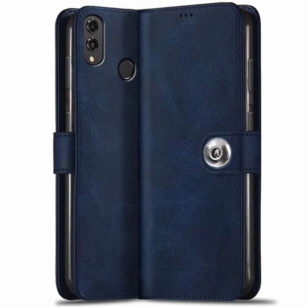 TheGiftKart Genuine Leather Finish Flip Back Cover Case for Honor 8X | Inbuilt Pockets & Stand | Wallet Style | Designer Button Magnet Flip Cover Back Case for Honor 8X (Blue) (B0BSTVDYMZ) Amazon Price History, Amazon Price Tracker