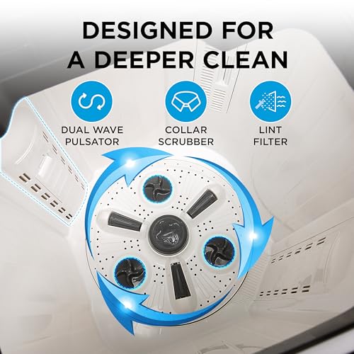 Image of Midea 9.5 Kg 5 Star Toughened Glass Semi Automatic Top Load Washing Machine Black White (MWMSA095GPG(KW) Rust proof Body with 1300 RPM)