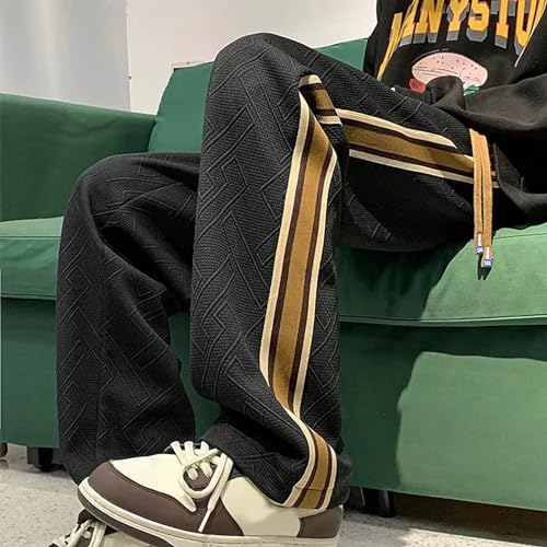 Mens Pants Casual Stylish Baggy Stretch Waist Striped Wide Leg Sweatpants Vintage Y2k Hip Pop Streetwear with Pockets2