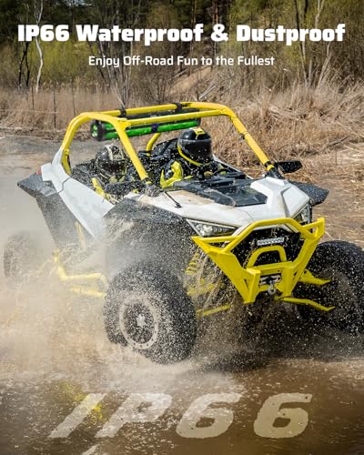 Image of Ehaho Rumble-X Series UTV Sound Bar, 10-Speaker Metal Golf Cart Speaker BT w /Broadcast Party Mode & Music Sync Multicolor, 36 inch IP66 Waterproof SXS SoundBar Compatible with Polaris RZR CFmoto Can-Am