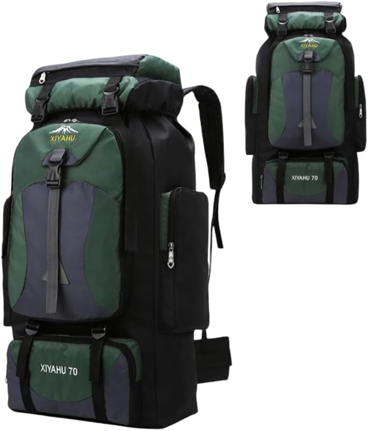 Backpack 70L Hiking Backpack, Waterproof Mountaineering Camping Rucksack, Large Capacity Adventure Travel Outdoor Daypack (Green)