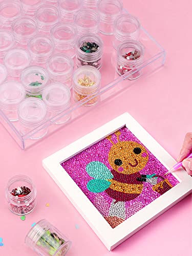 Kalolary 30 Grids Diamond Embroidery Storage Box Mini Size Clear Plastic Storage Box 5D Diy Diamond Cross Stitch Tools For Small Object Rhinestones Storage Supplies (Corners With Foam Sponge) #TOP4