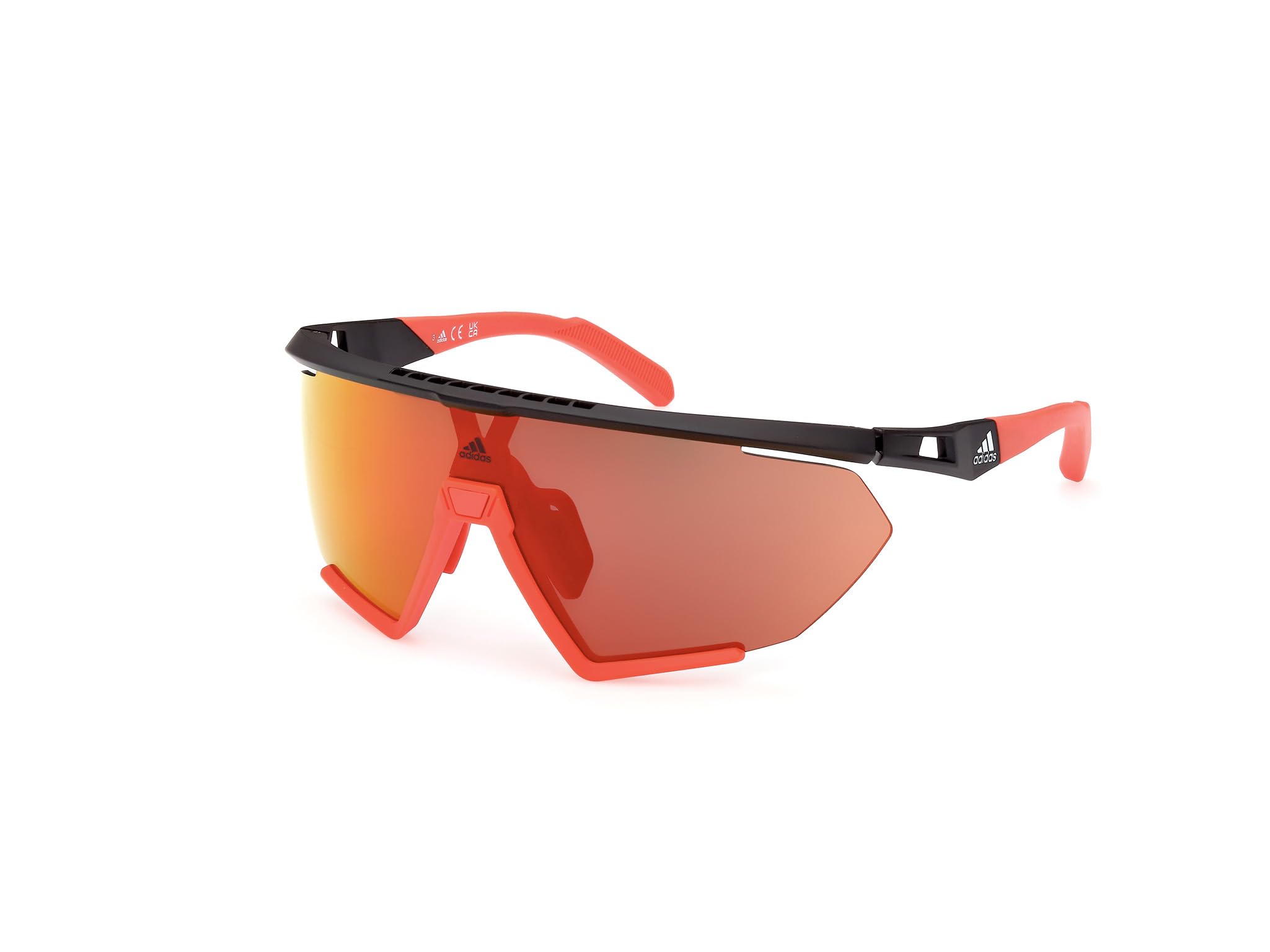 adidas Sport SP0071 Sonnenbrille Herren, Sportliche Dünne Leichte Sonnenbrille, Geometrische Linsenform, Inklusive Etui, Roviex Verspiegelte Gläser, Schwarz