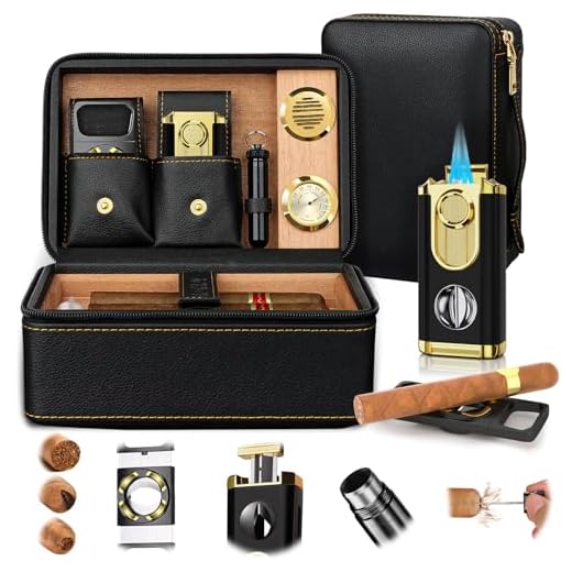 Cedar Wood Double-Layer Cigar Humidor Set