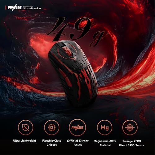 Image of PWNAGE Stormbreaker v3 Wireless Magnesium Gaming Mouse 8kHz - 50grams Ultralight Esports Pro Gamer Flawless Professional PAW3950 Xero Optical Sensor 36,000 DPI - 100% PTFE Skates Ergo -Bloodline
