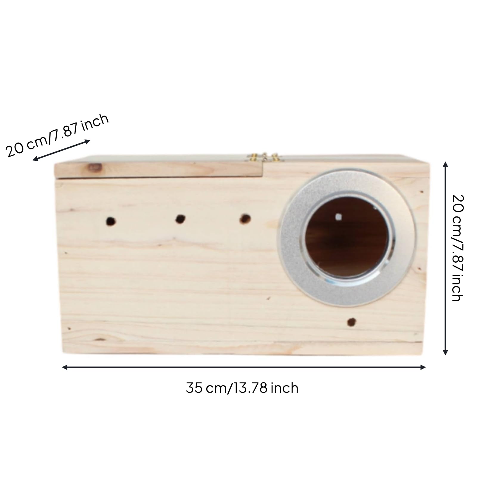 predolo Nistkasten mit klappdeckel natürlich Nistkasten mit Anflugstange atmungsaktiv Brutkasten für Vogelkäfig, Horizontal, Extra Groß Rechte Öffnung