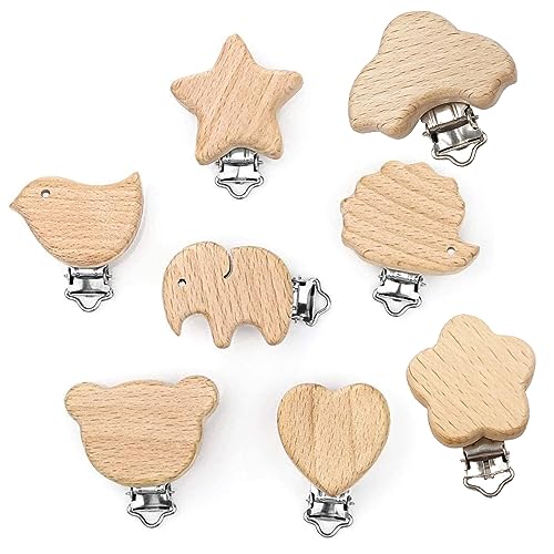 Pinzas Chupete, Clip Madera Para Chupete, Pinzas De Chupete De Madera, 8 Piezas Clips Madera Para Chupete, Pinza Para Chupete Madera, Chupeteros De Madera, Pinzas Clip Madera Para Chupete