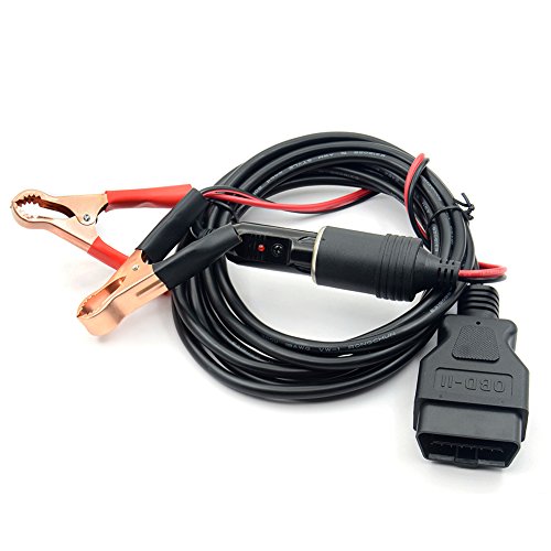 VSTM OBD II Vehicle ECU Emergency Power Supply Cable Memory Saver (3Meter) with Alligator Clip-On 12V Car Battery Cigarette Lighter Power Extension Socket