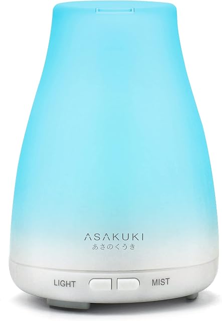 ASAKUKI 100ml Essential Oil Diffuser Ultrasonic Aromatherapy Diffuser Fragrant Oil Vaporizer Humidifier Waterless Auto Shut-Off for Bedroom Office Yoga