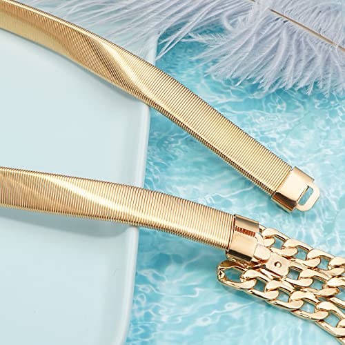 Skinny Stretch Belt Multilayer Metal Elastic Waist Belts Thin Waistband for Women Dress3