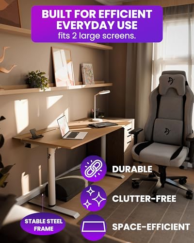 Image of Arozzi Arena Nordico Gamer Desk - 55x27.6 inch Electric Standing Table - PC Gaming Desk with Storage for Cables - Dual Cable Baskets, Split Tabletop, Monitor Arm Friendly - Dark Walnut