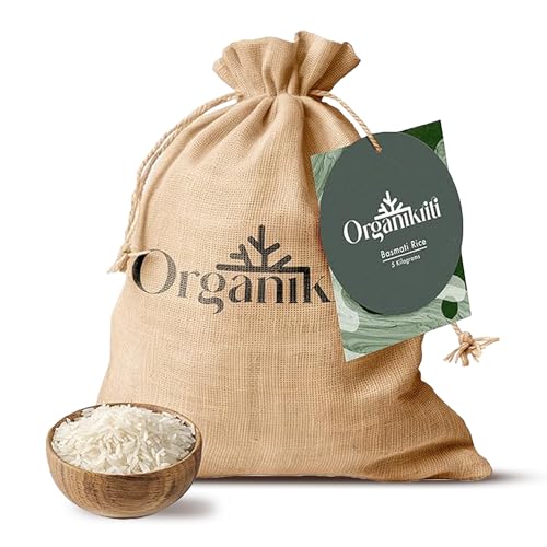 Image of Organikriti Organic Basmati Rice 5kg, Naturally Aged Long Grain Rice With Rich Aroma, Chemical & Pesticide Free, Supports Digestion, Perfect For Everyday Cooking & Healthy Meals