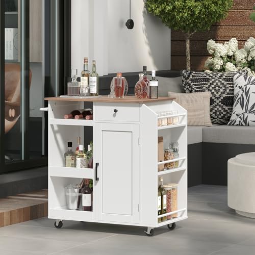Kitchen-Island-with-Power-Outlet-Kitchen-Storage-Island-with-Drawer-Rolling-Kitchen-Cart-on-Wheels-Spice-Rack-Towel-Rack-Wine-Rack-for-Dining-Room-White-and-Walnut-KIBZ122E01