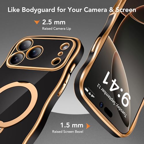 GolbinBox for iPhone 17 Pro Case with Magnetic Ring Stand and Wavy Edge - image 7