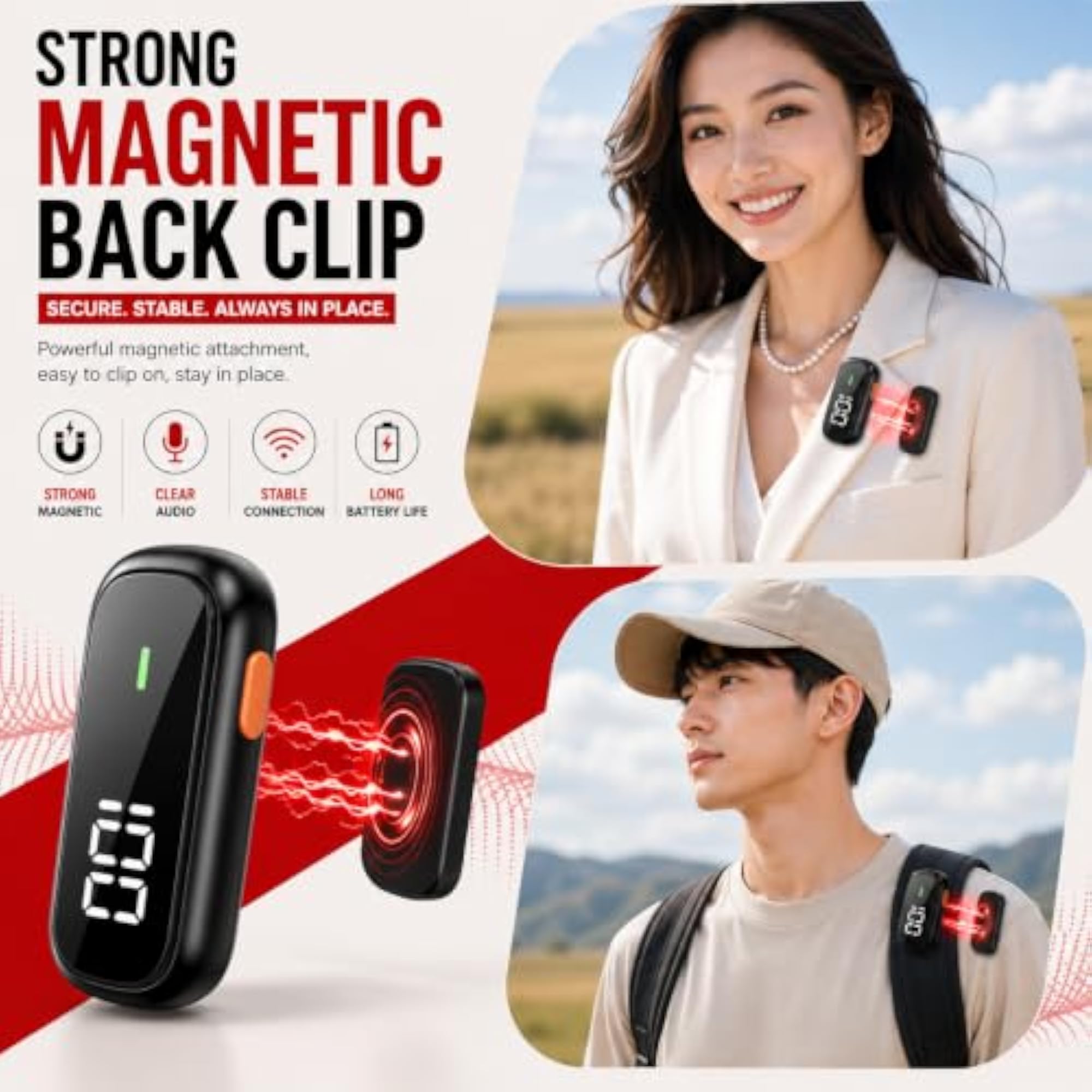 Wireless Lavalier Microphone with 3-Level Noise Cancellation