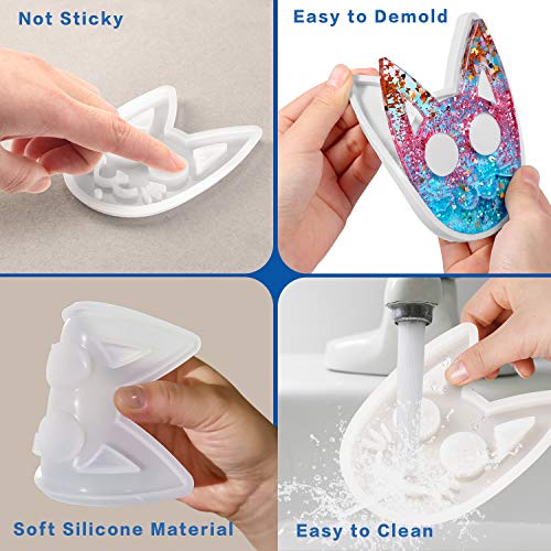 Cat Resin Mold Keychain Pendants Silicone Molds for Resin Casting, Crystal Epoxy Resin Molds DIY Crafts Jewelry Making Tools with Key Rings