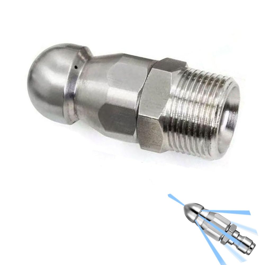 Dysze do myjek ciśnieniowych, Końcówki dysz natryskowych Dysza do czyszczenia kanalizacji Stal nierdzewna 1 Przód 3/6 Tylne otwory 1/2/5 szt(1 Hole in Front/6 Holes in Back M22mm*14mm,2pcs)