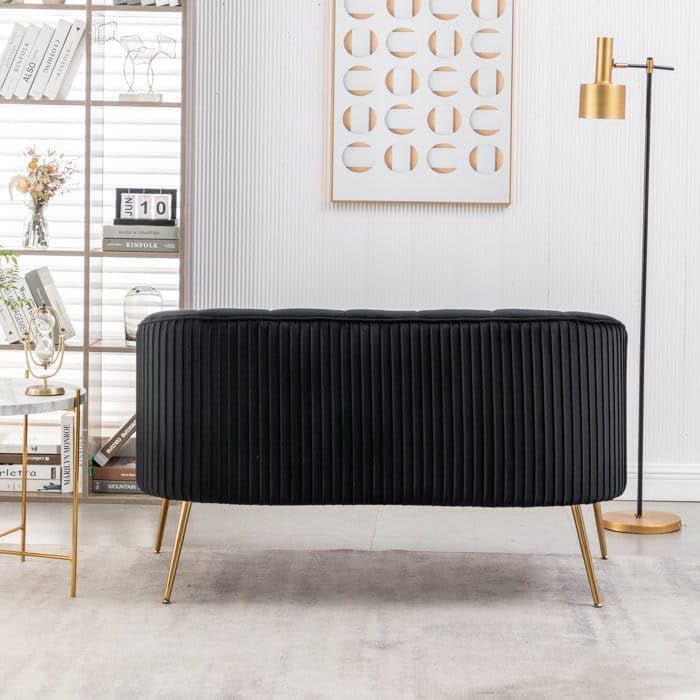 Image of 2-Seater,Loveseat Sofa Couch for Home and Living Room Bedroom & Office and Hallway Sofa (Black)