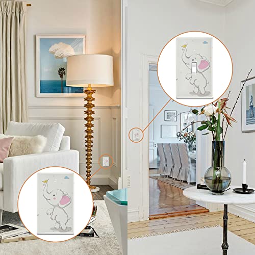 Yyzzh ABG277491796P704C745S1599 Cute Elephant Baby Play Autumn Leaves Rain Cloud Cartoon Animal Toggle Switch Cover Switch Plate 2.9 Inch X 4.6 Inch Light Outlet Wall Plate Decoration Wallplate Cover thumb #3