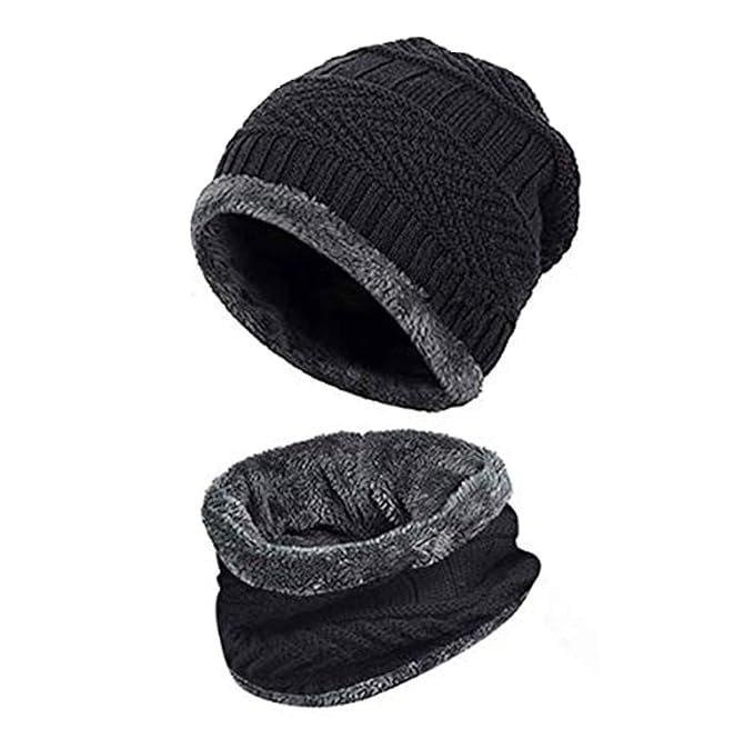 Winter Woolen Hat & Scarf Combo | Thick Fleece-Lined Warm Knit Cap with Neck Scarf | Unisex Winter Protection for Men & Women | Soft, Comfortable & Cold-Weather Essential-image-26