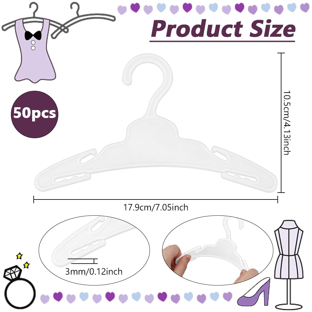 NBEADS - Percha para ropa de animales (50 unidades, perchas blancas para ropa de animales, accesorios de guardería, vestido para perros y gatos, armario para cachorros, gatos y animales pequeños, 10,5