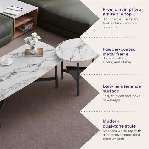 Image of Wakefit Center Table | 1 Yr Warranty | Coffee Table for Living Room Wooden, Tea Table for Living Room Wooden, Sofa Table, Free Installation from Brand, Modern Multi-Functional & Wobble-Free(Malbr)