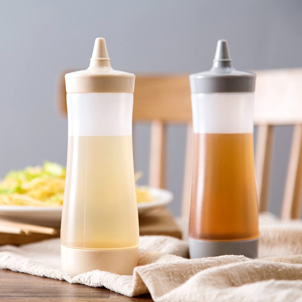 UPKOCH Lot de 3 flacons distributeurs de condiments en plastique pour ketchup, moutarde, mayo, sauces chaudes, huile d'olive (rose)