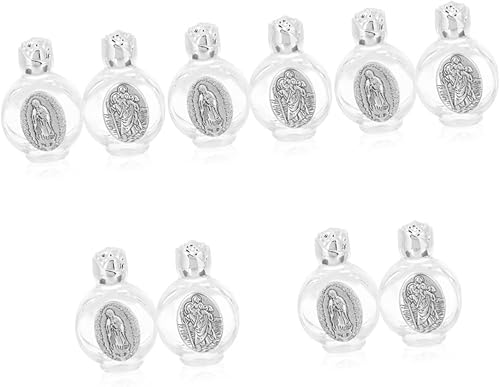 Miniatura 10 de ABOOFAN 6 piezas vacías de cristal cristiano rellenable, rosa decorativa para dispensador, diseño dorado, decoración religiosa de tapa con bautismo