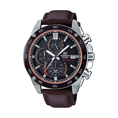 Preisvergleich Produktbild CASIO Herren Chronograph Solar Uhr mit Leder Armband EFS-S500BL-1AVUEF