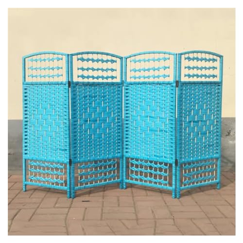 Biombo plegable de madera independiente, separador de habitación, color azul, 80 x 40 cm, 5 unidades