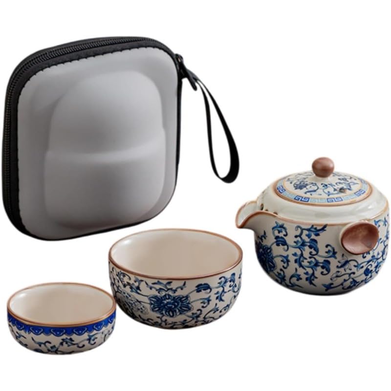 Tubayia Juego de teteras chinas, práctico y tradicional, con bolsa de almacenamiento, juego de tetera portátil (2 tazas)