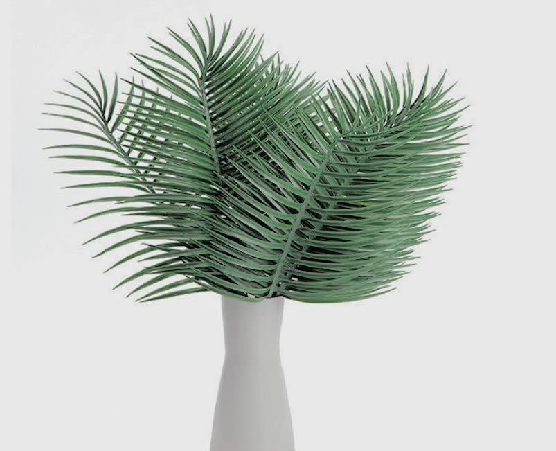 Miniatura 5 de Rikyo 10 hojas de palma artificiales de 22 pulgadas con tallo, plantas tropicales de palmera sintética, hojas verdes para selva, Hawaii, cumpleaños,