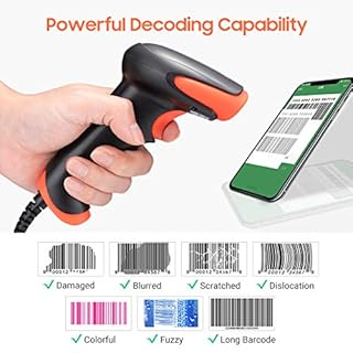 Tera Barcode Scanner CCD 1500 Lettore di Codici a Barre Cablato 1D USB, Scansione di Codici a Barre su Schermi Digitali, 1500C