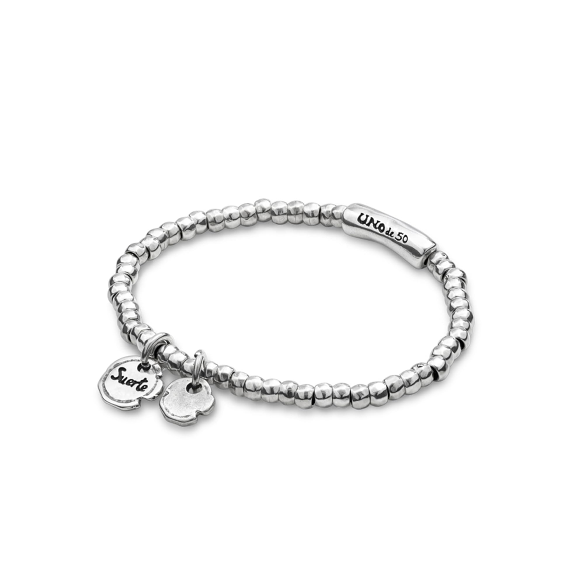Uno de 50 | Pulsera Bañada en Plata de Ley | Charm de la Suerte | Joya Artesanal | Hecho a mano en España