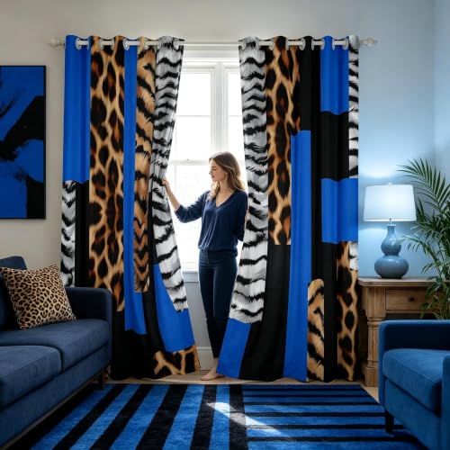 Feelyou Leopard Cheetah Animal Curtains Living Room 2 Panels 42 x 63 Inch