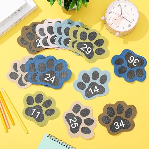 Outus 36 Pcs Classroom Paw Carpet Marker Spots 5'' Paw Carpet Dots Line up Spot for Classroom Rug Floor, Marker for Teacher Supplies School Decoration(Boho,Number 1-36) - Image 7