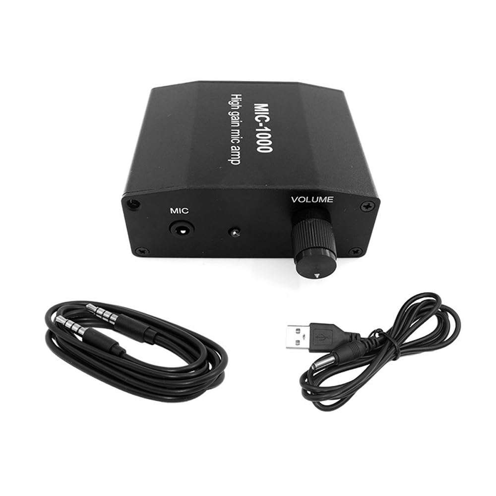 Kit d'amplificateur de Microphone préamplis Amplificateur de Son Micro avec Gain 1000x Ensemble d'accessoires Parfait pour l'enregistrement du Son en Direct et Les Applications de Diffusion