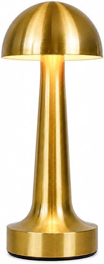 ROBEVE  arjl  Dokunmatik Metal Mantar Masa Lambas  Gold | 3 Renk I k, Ayarlanabilir Parlakl k, Kablosuz LED Gece Lambas  | Ev, Ofis, Kafe, Restoran ve Yatak Odas  Dekoratif Ayd nlatma [Enerji S n f  A+++]