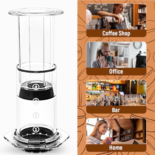 Image of Supvox Press Coffee Maker 4 Stage Brewing Easy Press Coffee Brewing Pot Heat Resistant Food Grade PP Manual Detachable Design Portable Maker for Travel,Camping,Grey