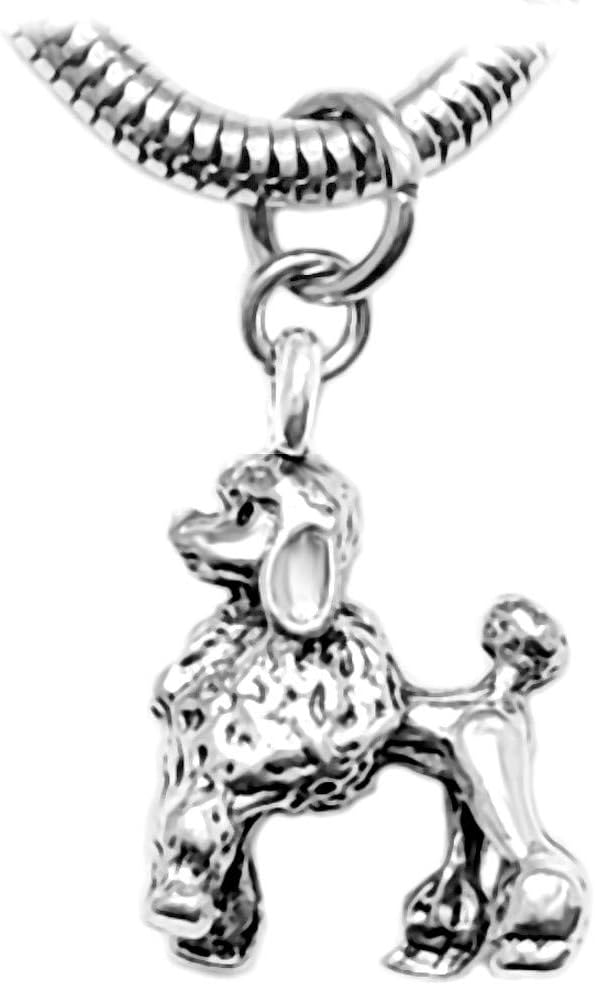 Dangle Poodle Dog Charm Bead