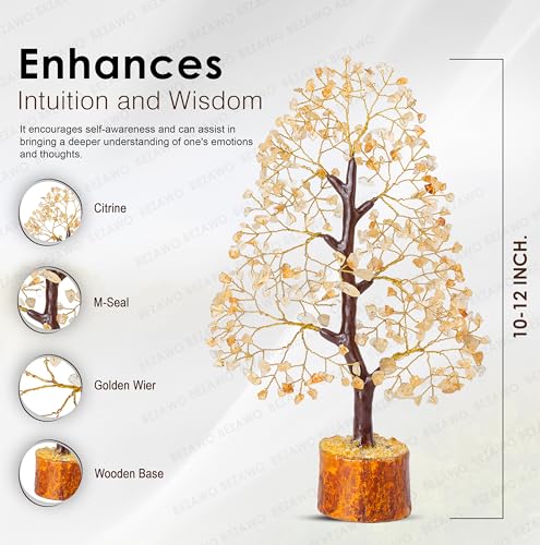 Image of Crocon Citrine Crystals Tree, Gifts, Birthday Gifts for Women 10-12 inch | Gift New Home Decor, Healing Crystals Spiritual Present, Mom Birthday Gift Her, Room Decor, Gemstones Money Tree Positivity