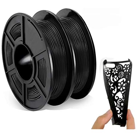 1KG TPU 3D Printer Filament,Flexible TPU Filament Consumables 1.75mm Accuracy +/-0.02,Basics Filament,Widely Compatible,95A Hardness,Good Layer bonding Performance Spool (Black) Cover