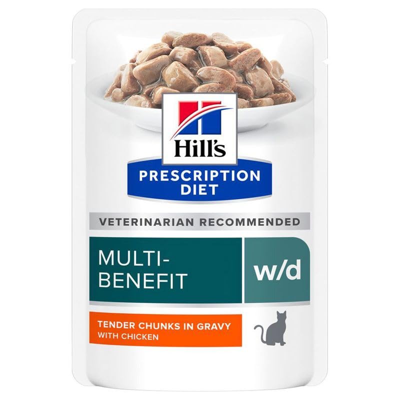Hill's Prescription Diet w/d Huhn, 48 x 85 g | Diät-Nassfutter für Katzen, Diabetes-Management, Gewicht & Verdauung