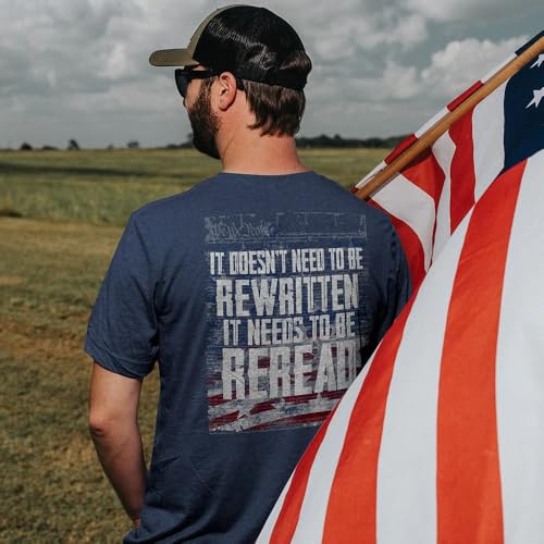 Nine Line ReRead Not ReWritten T-Shirt - Unisex Navy Patriotic Shirt - Dropline Logo and American Flag Stars and Stripes2